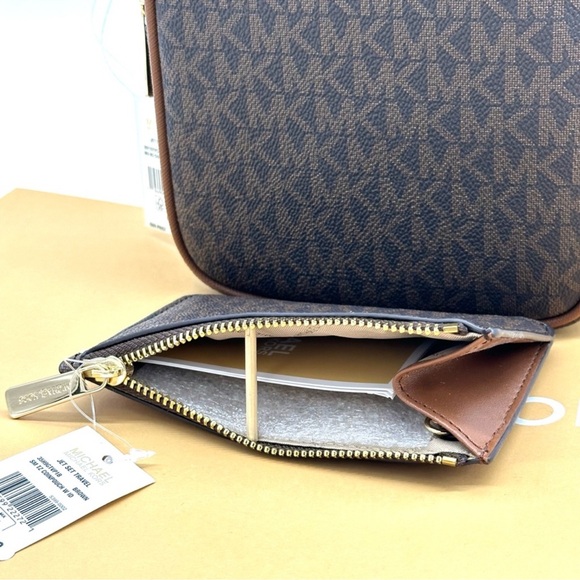 Michael Kors Medium NS Chain Xbody Bag & Small TZ Coinpouch w/ID Brown/Gold - Picture 11 of 12